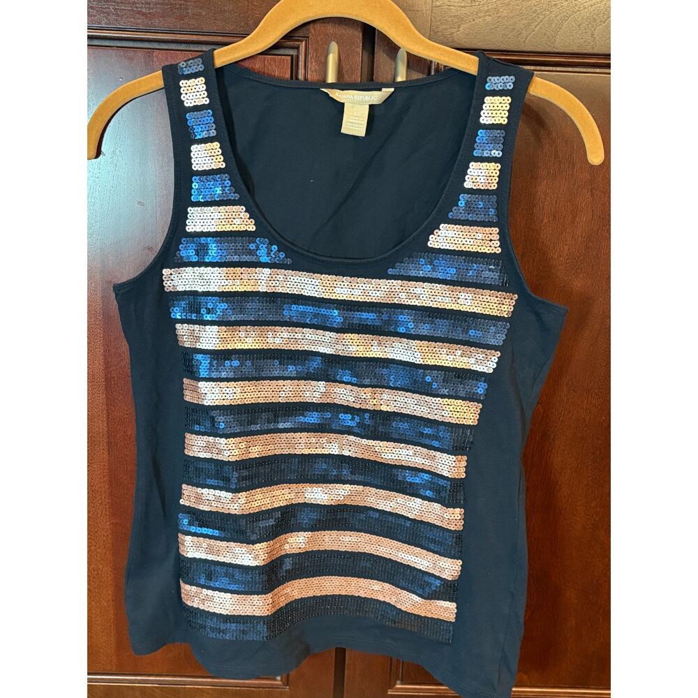Banana Republic Blue Tank with Rose Gold and Blue Sequins Size XS